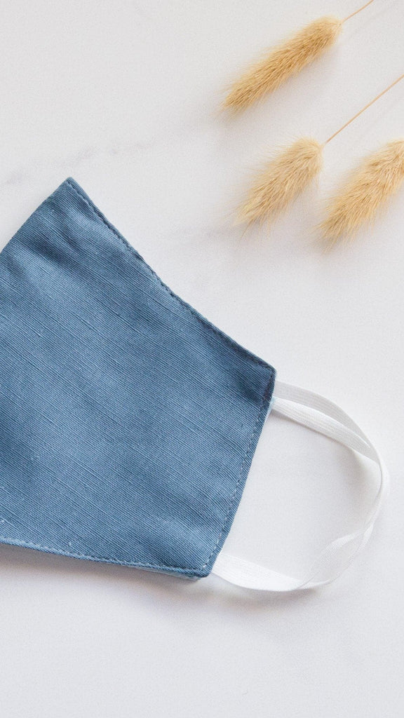 Linen/Satin Reusable Face Mask - Sky Blue - Billy J