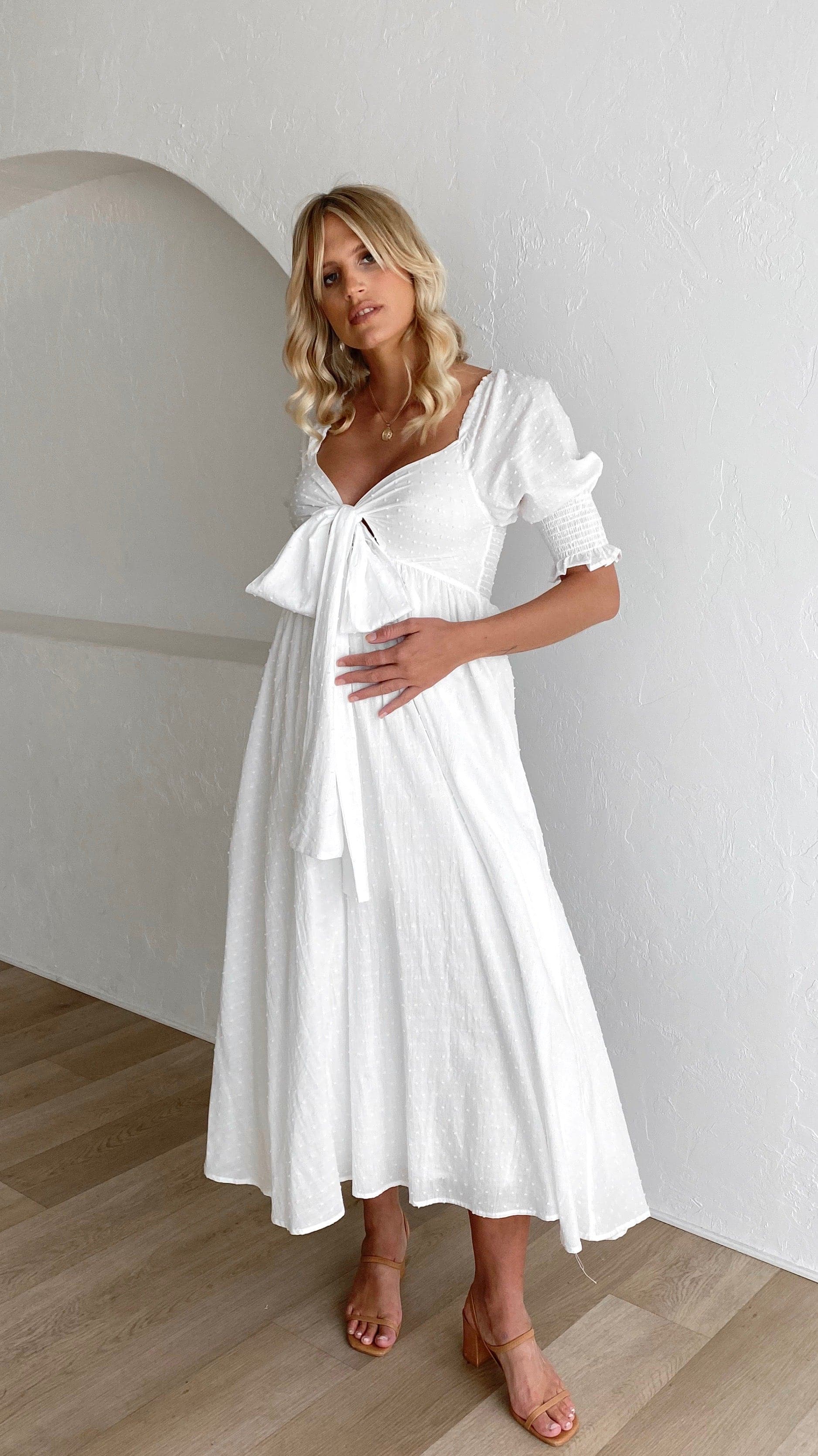 Cierra Midi Dress - White - Billy J