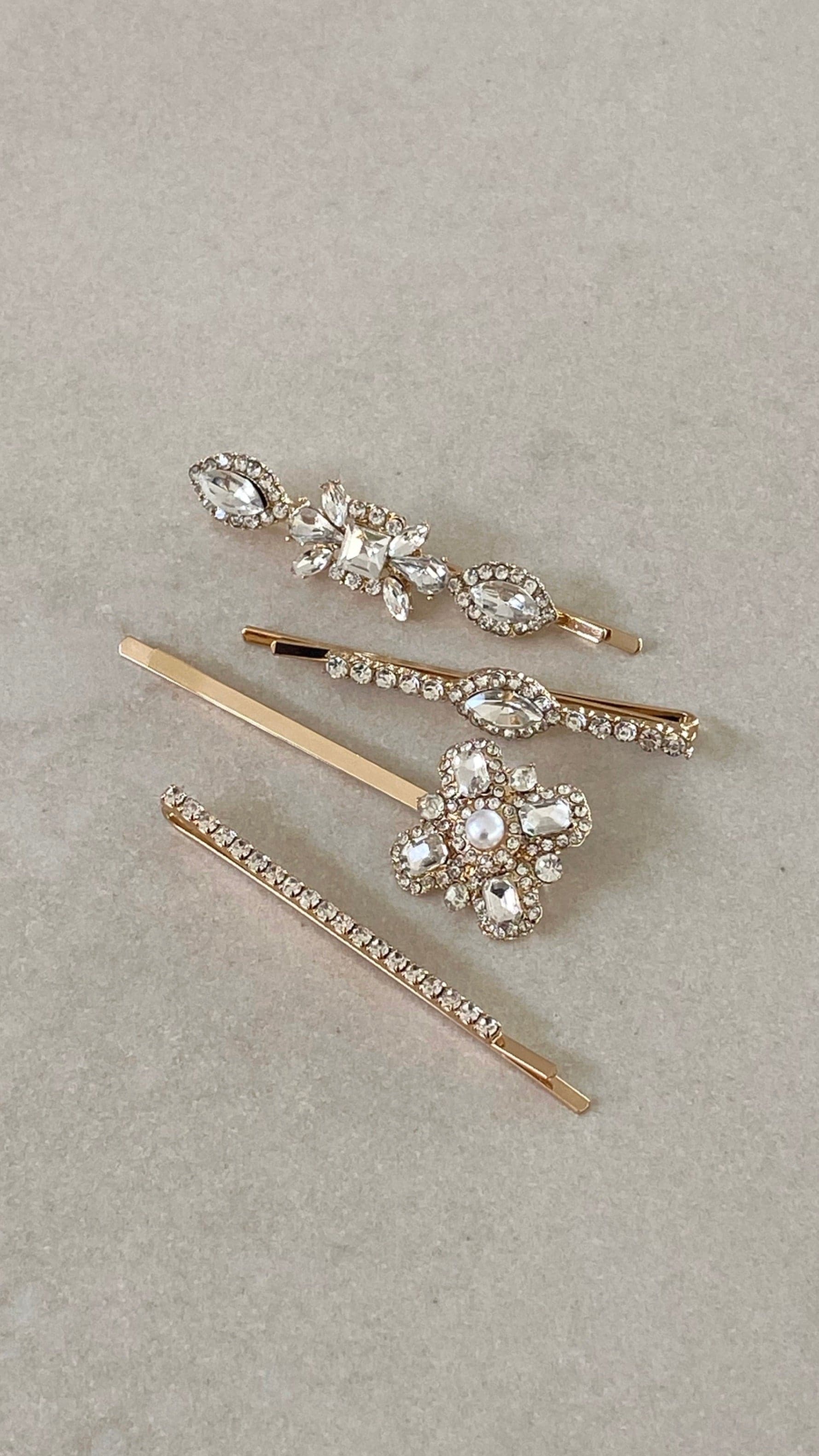 Adalyn Hair Clip Set - Pearl/Gold - Billy J