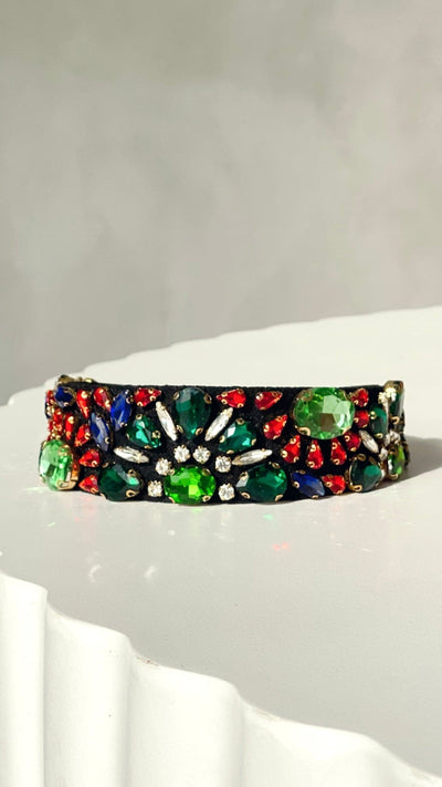 Load image into Gallery viewer, Flower Garden Jewelled Headband - Green/Multi - Billy J
