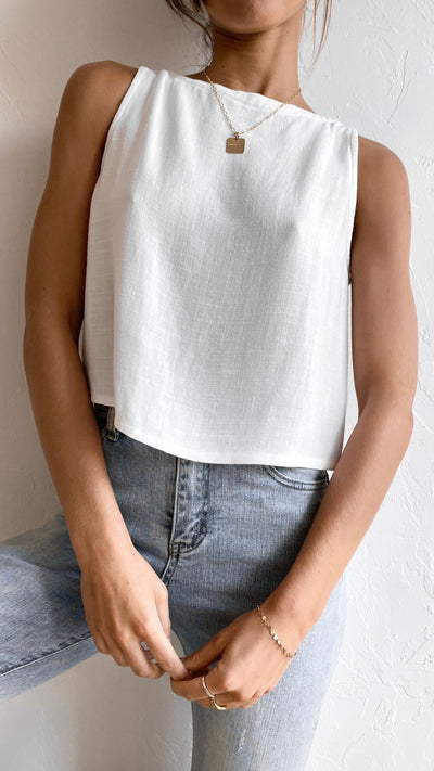 Load image into Gallery viewer, Persephone Crop Top - White - Billy J
