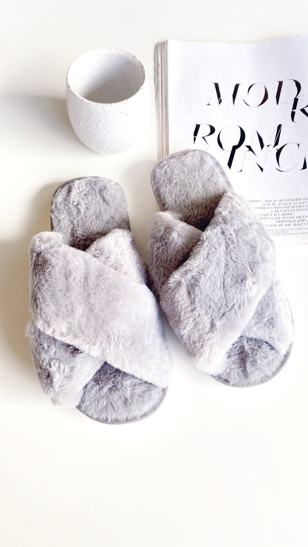 Jessica Fluffy Slippers - Grey - Billy J