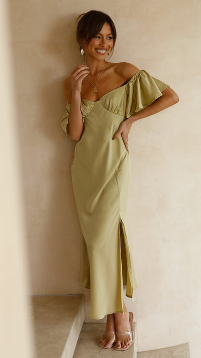 Load image into Gallery viewer, Louisa Midi Dress - Olive - Billy J
