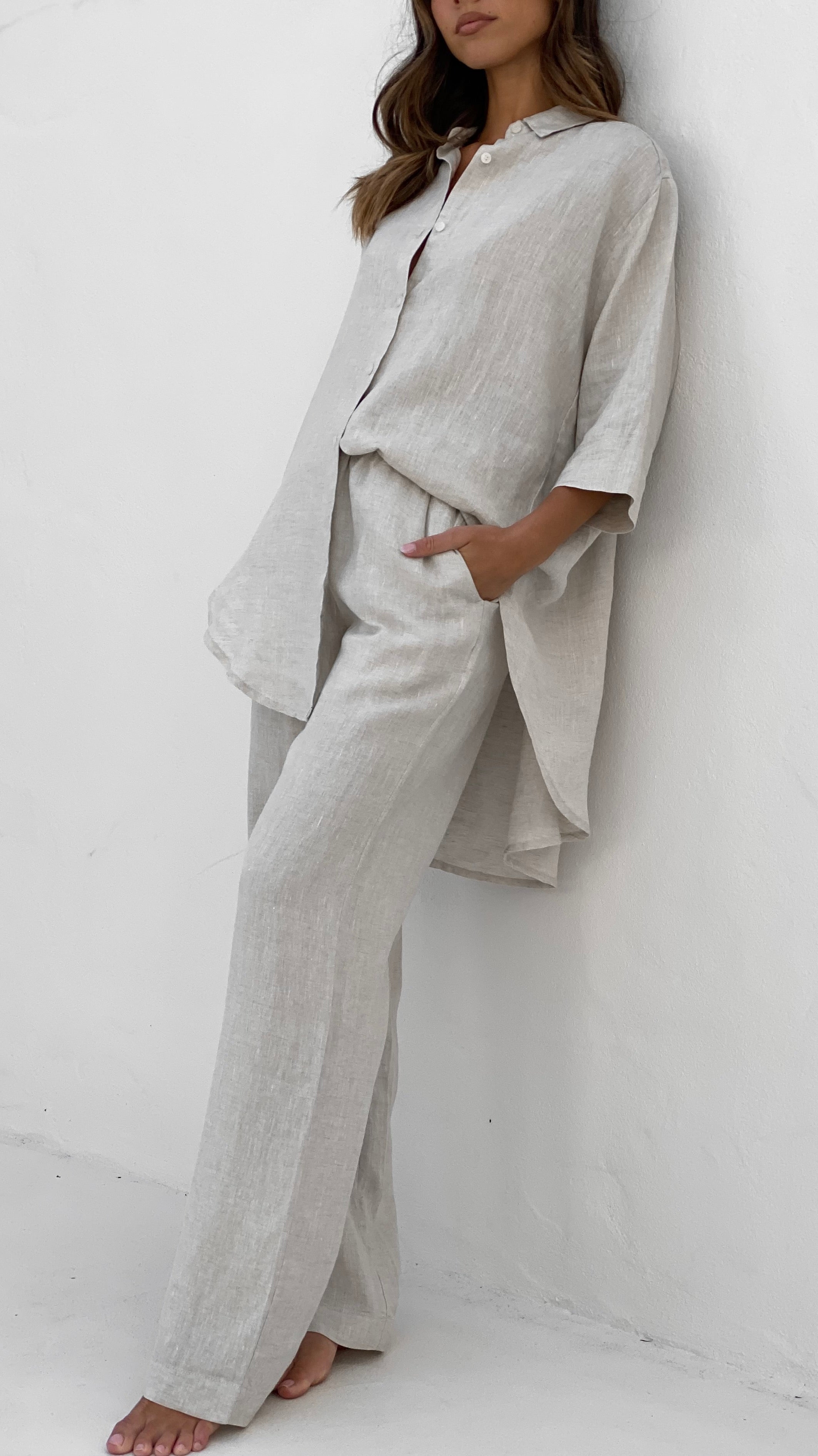 Linen Lounge Pant - Natural - Billy J