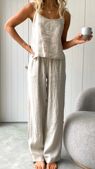 Load image into Gallery viewer, Linen Lounge Pant - Natural - Billy J
