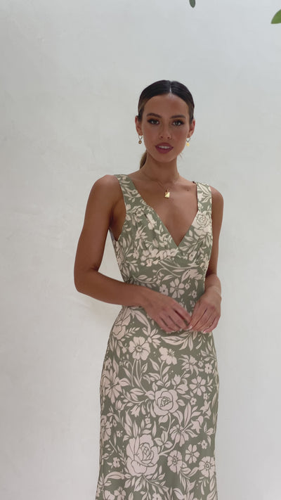 Load and play video in Gallery viewer, Rubie Maxi Dress - Green Floral - Billy J
