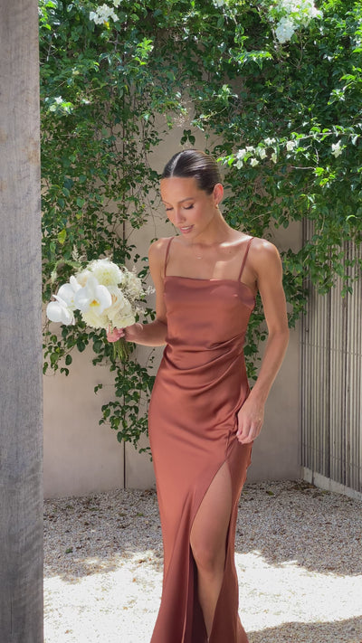 Load and play video in Gallery viewer, Ilana Maxi Dress - Copper - Billy J
