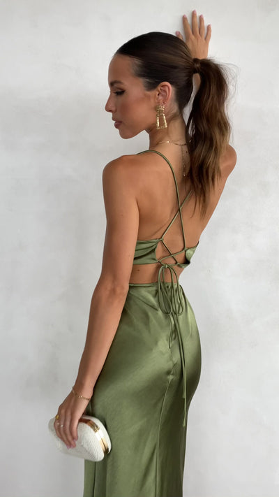 Load and play video in Gallery viewer, Sloan Midi Dress - Olive - Billy J
