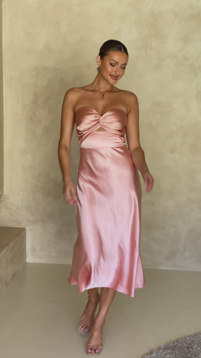 Load and play video in Gallery viewer, Carmelia Maxi Dress - Salmon/Blush - Billy J
