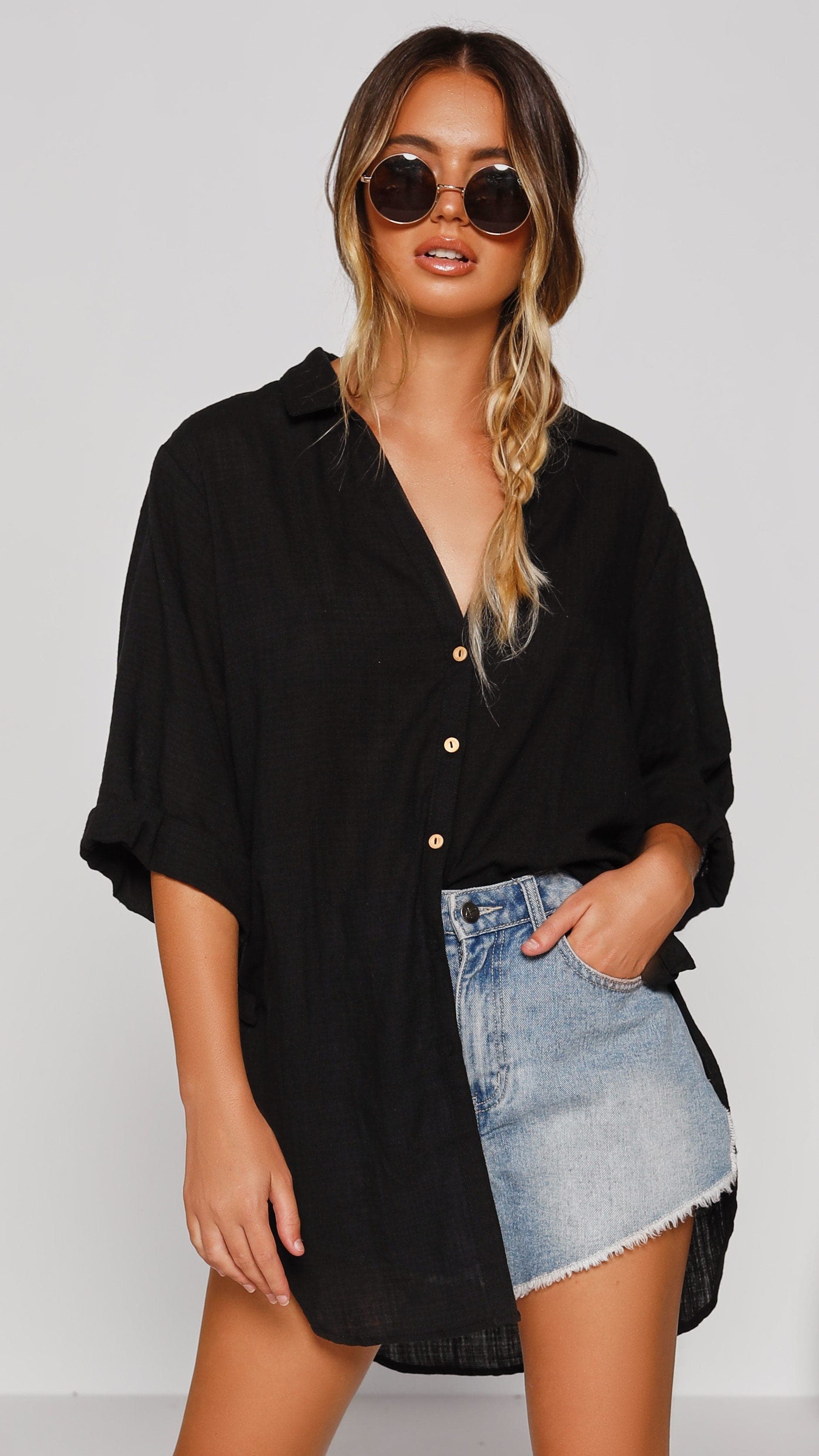 Vesper Short Sleeve Top - Black - Billy J