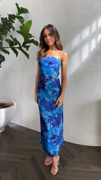 Load and play video in Gallery viewer, Miya Maxi Dress - Blue Floral - Billy J
