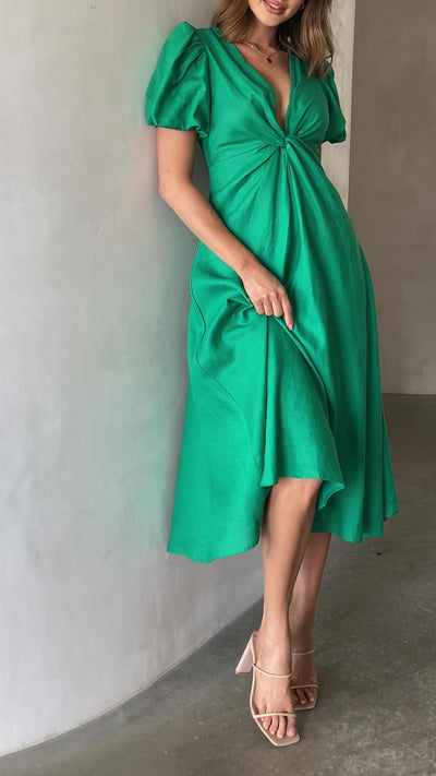 Load and play video in Gallery viewer, Blaire Midi Dress - Green - Billy J
