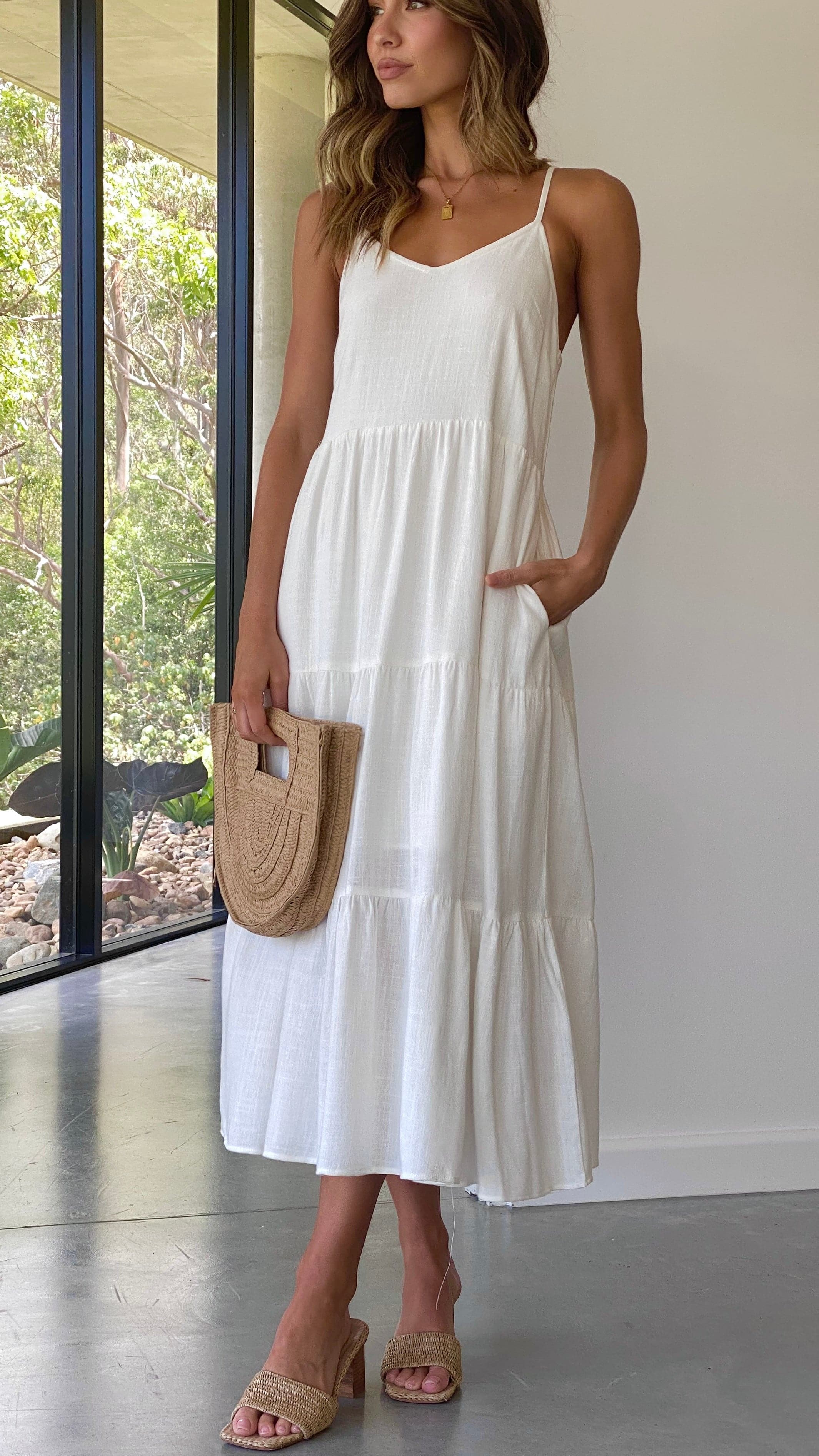 Zoey Midi Dress - White - Billy J