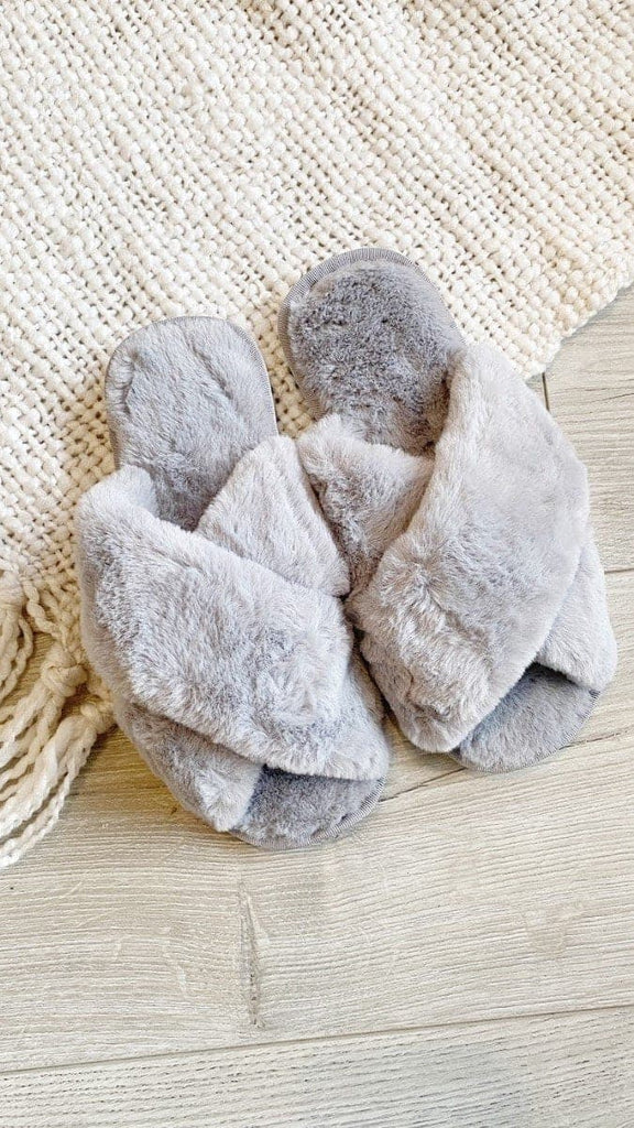 Jessica Fluffy Slippers - Grey - Billy J